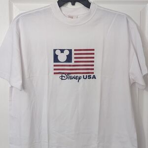 Disney Store Disney USA White Graphic Retro T-Shirt. Cotton. Men's Large